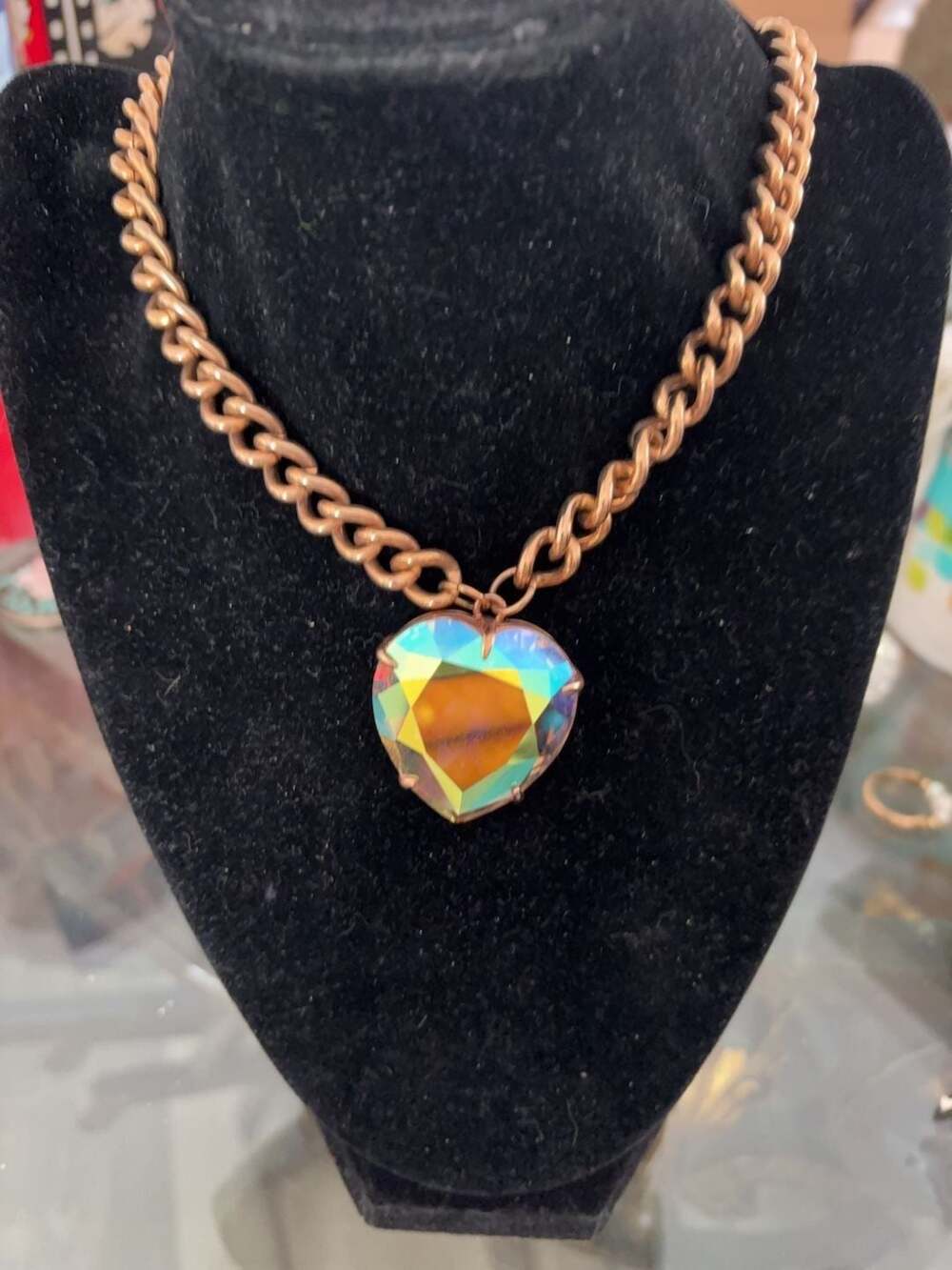 Juicy Couture Rose Gold Chunky AB Crystal Heart Necklace